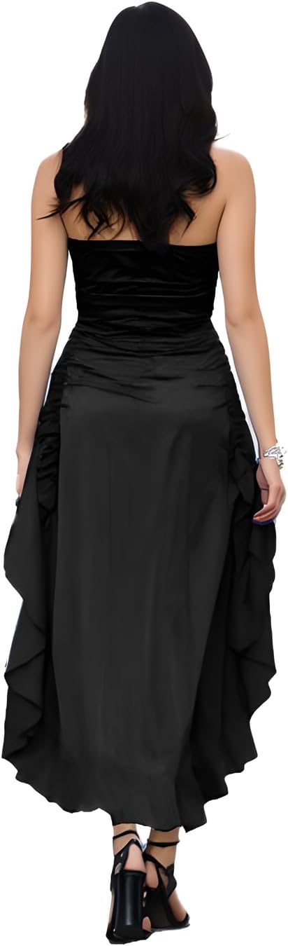 Women's Formal Dresses Sweetheart Neckline Club Party Maxi Dress High Slit Navy Blue Strapless Evening Gown - Image 4