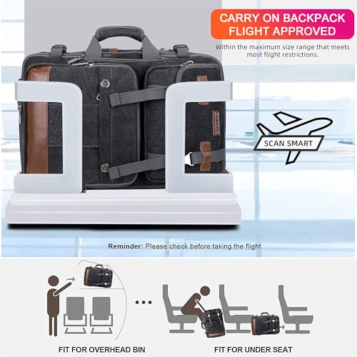 Image of WITZMAN Canvas Travel Backpack for Men Large Laptop Backpack Fit 16 inch Carry-on Airline Approved Shoulder Rucksack