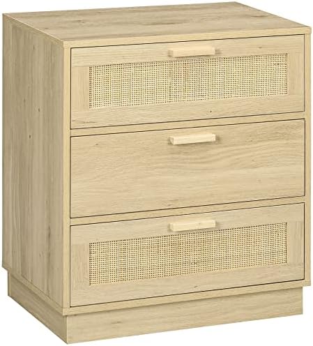 HOMCOM Commode 3 tiroirs Commode Chambre Meuble de Rangement Styl...