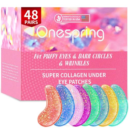 Image of Onespring Eye Masks (48 Pairs) - Face Masks Skincare, Undereye Patches for Puffy Eyes, Dark Circles, Wrinkles, Collagen Eye Gels for Bridesmaid - Gifts for Women, Bachelorette Party Favors