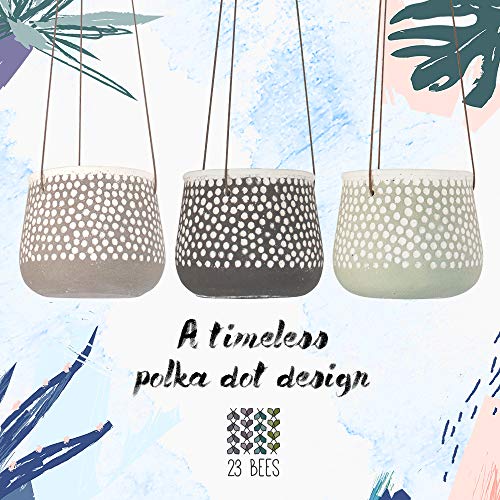 3 Pack Hanging Planter For Indoor Plants, White Concrete Pots, Round Air Succulent Holder Container, Cactus Pot With Rope Hanger, 23 Bees (3, Shades Of Nature) #TOP4