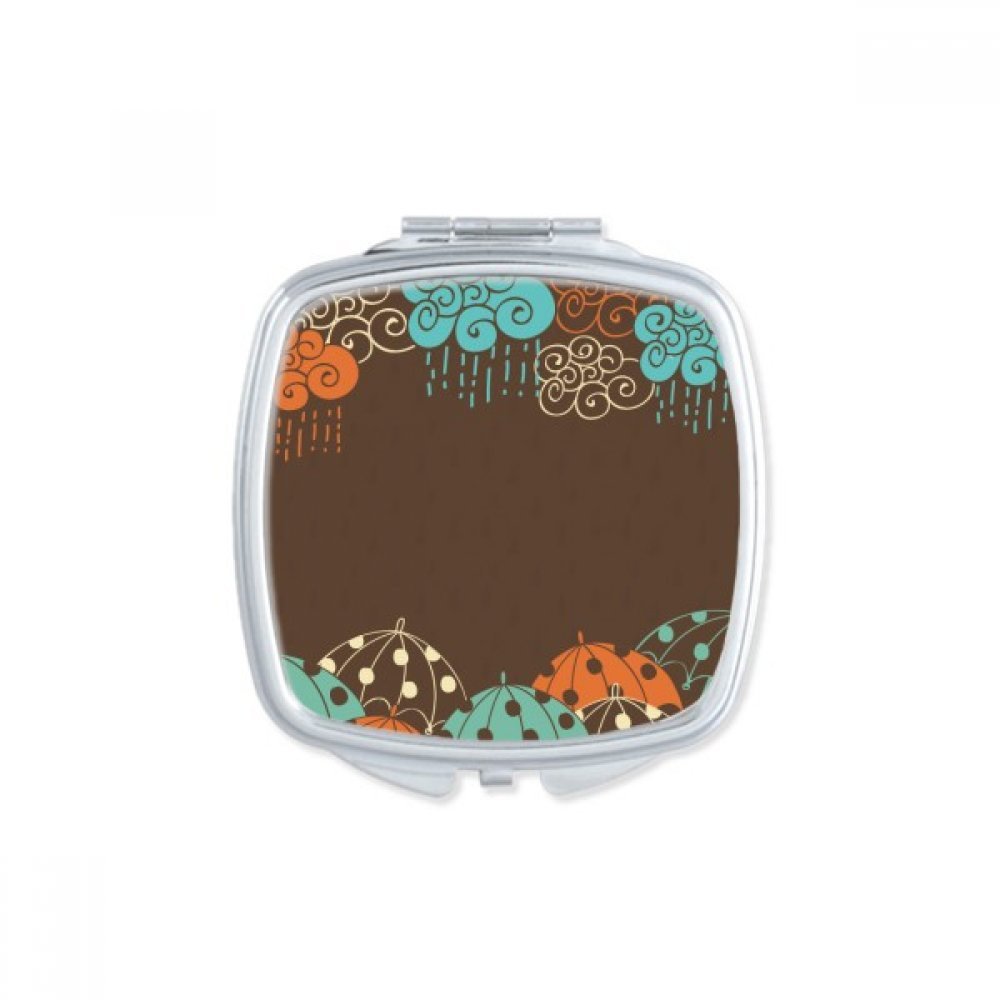Miroir carré motif nuage pluie pour retouche maquillage nomade