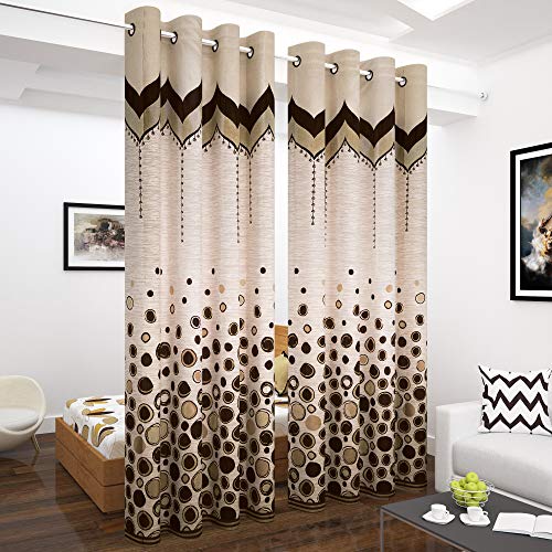 Image of Story@Home Jacquard Long Door Curtain 9 feet Set of 4 for Living Room Bedroom Kitchen, (108 inchX46 inch), Brown