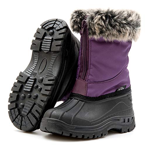 Outee Girls Snow Boots Little Kids Toddler Winter Warm Fur Lined Faux Lightweight