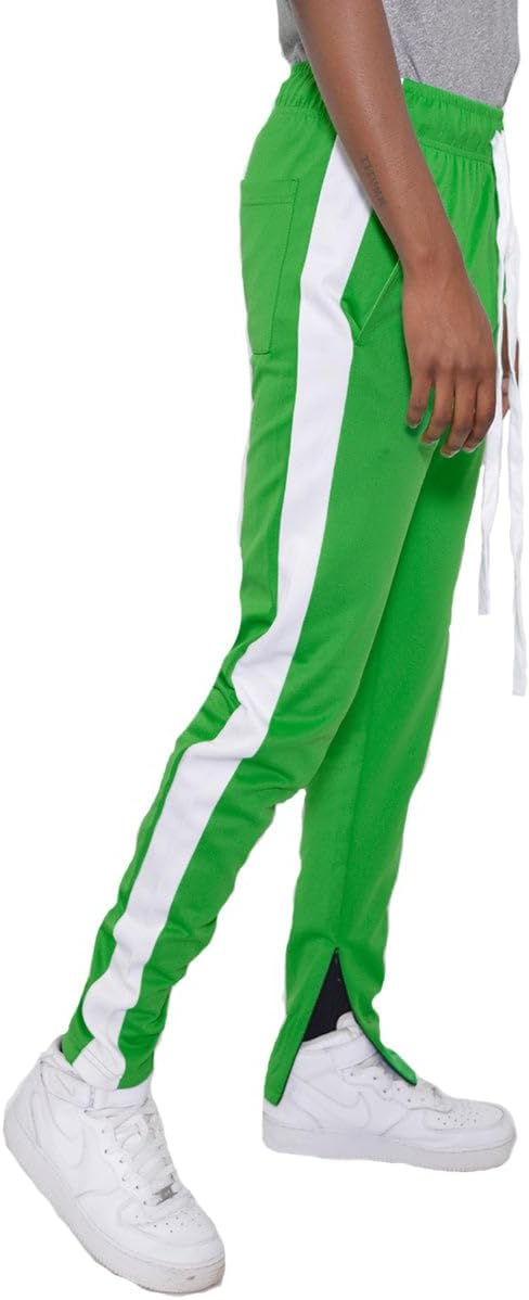 Men’s Track Pants – Classic Slim Fit Side Stripe Drawstring Waist Ankle Zipper Active Workout Joggers Sweatpants