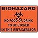 Accuform MBHZ506VS, 7" x 10" Adhesive Vinyl Sign:"No Food or Drink to Be Stored in This Refrigerator", Pack of 25 pcs