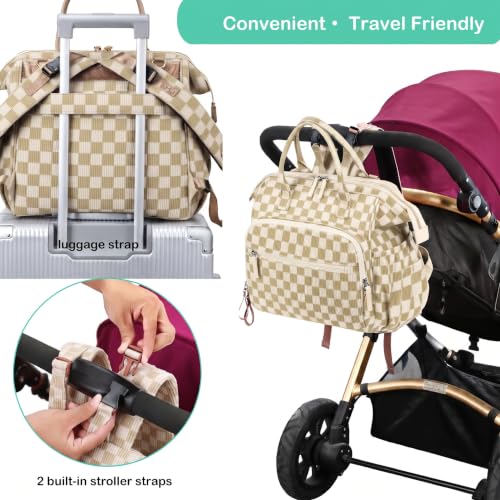 Image of LORADI Large Diaper Bag Tote Backpack (Checkered, Large-20L)