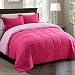 HIG 2pc Down Alternative Comforter Set - All Season Reversible Comforter with Sham - Quilted Duvet Insert with Corner Tabs -Box Stitched - Hypoallergenic, Soft, Fluffy(Twin/Twin XL, Pink)