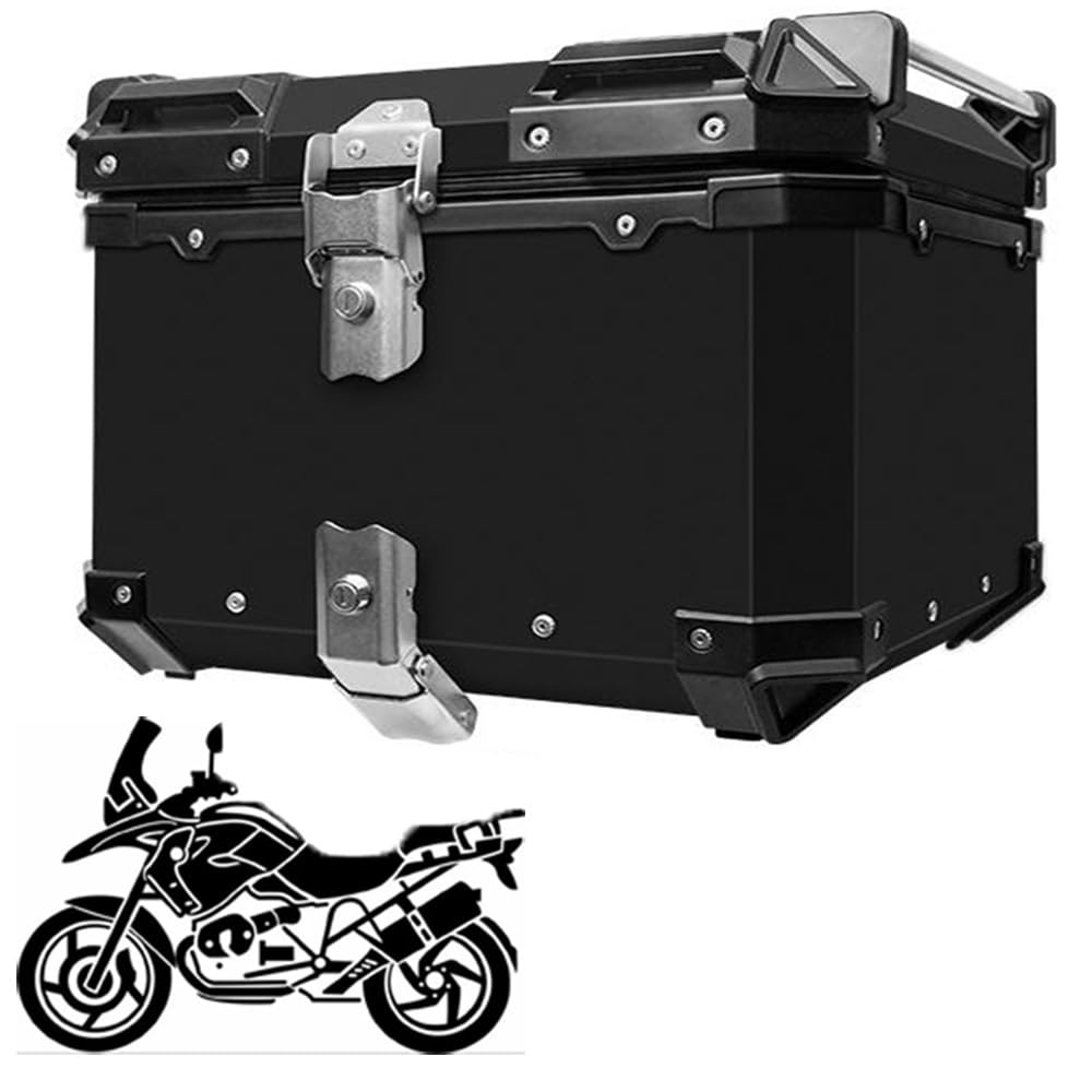 NILZA Aluminio Baúl De Moto Baul para Moto, Maletero Moto Top Case Moto Caja De Moto Universal Maletero De Moto, 40L 45L 55L Baúl Moto Topcase para Casco Scooter (Color : Black, Size : 55L)