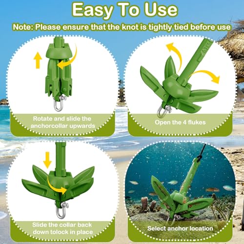 Image of MorningRo 1 Pack 1.5 /3.5 lb Marine Kayak Anchor Kit with 40ft Rope and Buoy Folding Grapnel Boat Anchor Kit Kayak Fishing Accessories for Small Boats, Canoe, SUP Paddle Boards