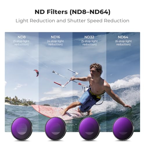 Image of K&F CONCEPT ND Filter Set Compatible with DJI Osmo Nano Vlogging Camera, 4 Pack Multicoated HD Optical Glass ND8 ND16 ND32 ND64 Filters, Action Camera Lens Accessories