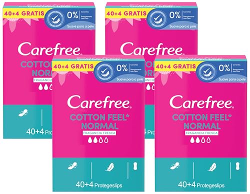 Carefree Proteggi slip freschi e traspiranti con estratto di cotone spesso, Taglia normale, 44 pezzi (Confezione da 4)