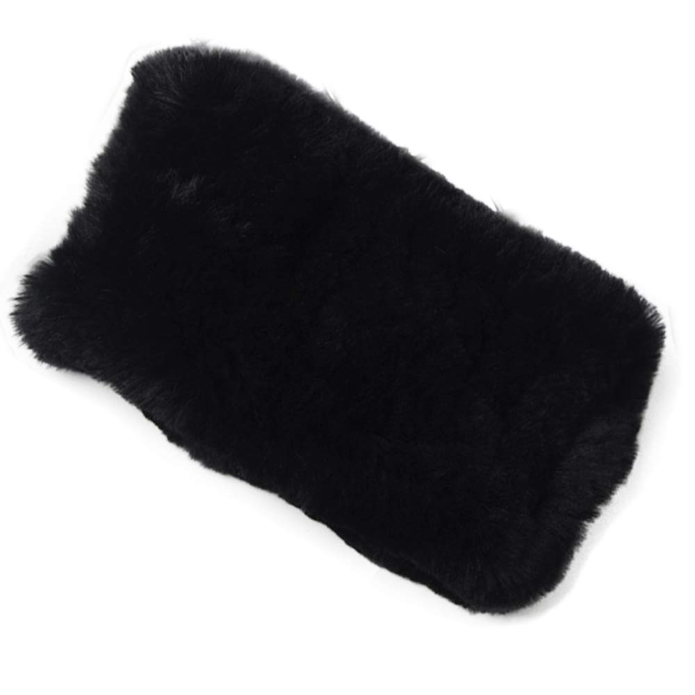 Yu He Rabbit Fur Headband - Winter Knit Neck Warmer Real Fur Headbands Women Scarf Muffler Black