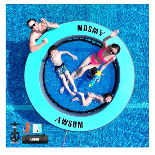 AWSUM 8FT Inflatable Water Hammock Round Circle Dock Floating River Raft Ring Lake Floats Swimming...
