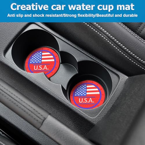 Portavasos para carro con diseño bandera USA, rojo, 2 piezas miniatura 4