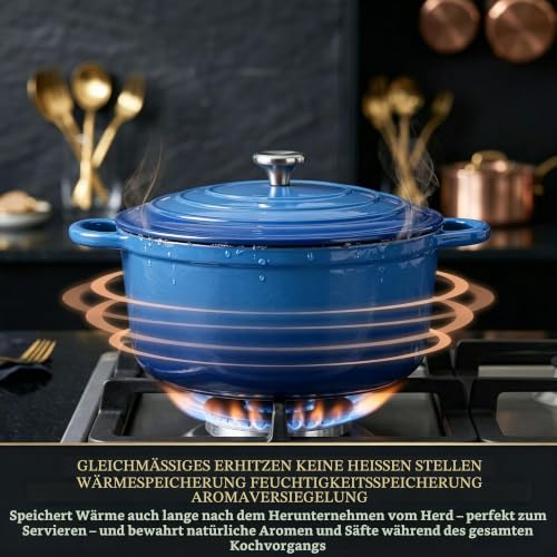 QuliMetal Emaille Gusseisen Kochgeschirr Set - 4-teiliges-Blau – Ansicht 3