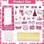 Hot Pink Let's Go Party Birthday Photo Booth Props, 4.5ft Tall Life Size Stand in Cardboard with Fixed Bracket & 25pcs Princess Theme Photo Booth Props for Girls Birthday Party Supplies - Image 3