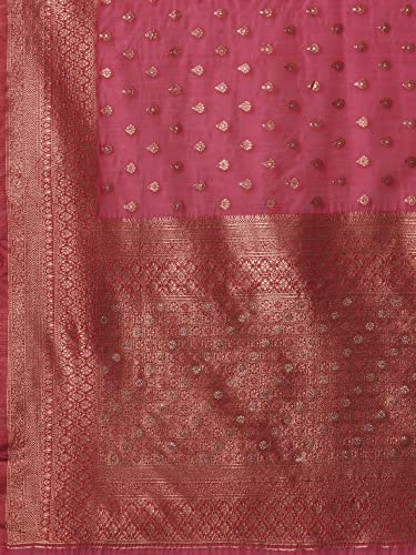Image of AKHILAM Women's Kanjivaram Banarasi Silk Woven Design Saree With Unstitched Blouse Piece (Multicolored 2RANI20 Parent)