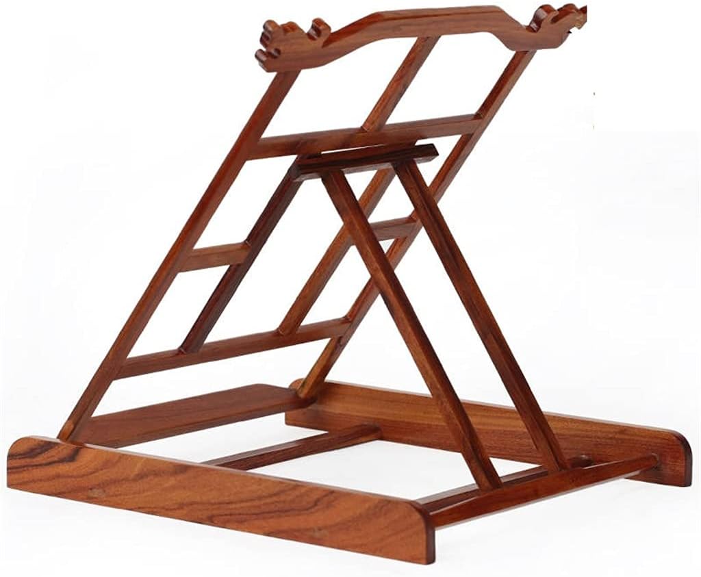 Red Sandalwood Reading Rack Reading Bookshelf Bookstand Copybook Frame Folding Book Stand Cookbook Holder Ornaments (Colour: A Size: 29 x 32.5 x 32 cm)