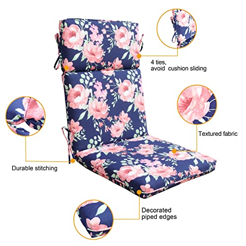 Bossima Indoor Outdoor High Back Chair Cushions Replacement Patio Chair Seat Cushions Set Of 4 Pink Flower #TOP2