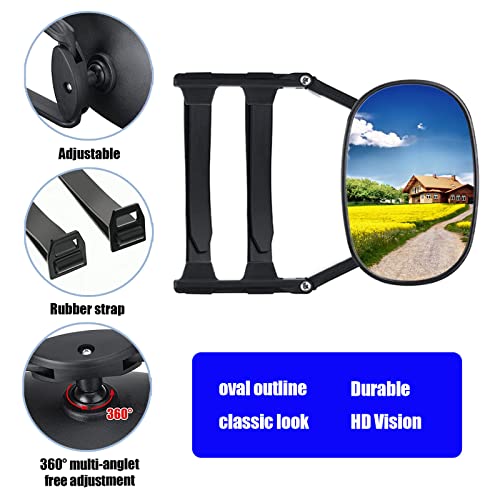 Fogfar Pack-2 Clip-On Towing Mirrors, Universal Car Extended Mirrors, 360 Degree Rotation Adjustable Towing Mirrors (Black) #TOP2