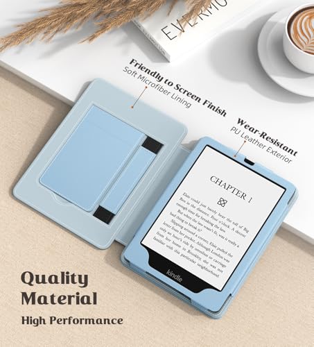 Image of MoKo Case for 7 inch /6.8 inch Kindle Paperwhite(12th /11th Generation-2024 /2021) and Kindle Colorsoft Signature Edition, Slim PU Shell Cover Case with Auto-Wake /Sleep for Kindle Paperwhite 2024, Sky Blue
