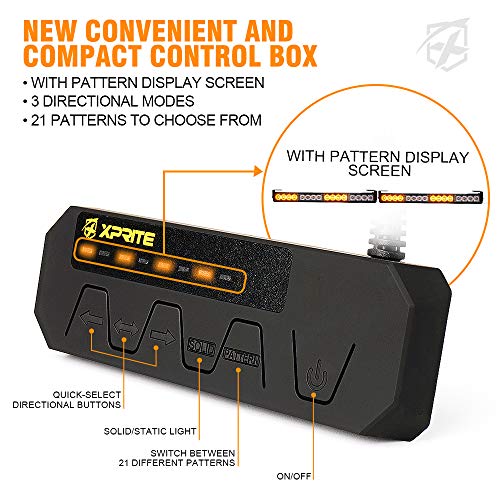 Xprite Led Emergency Traffic Advisor Dual Strobe Light Bar, W/ Control Box Front Rear Windshield Visor Deck Safety Hazard Warning Flashing Lightbars, For Construction Vehicles Semi Trucks Car - Green #TOP2