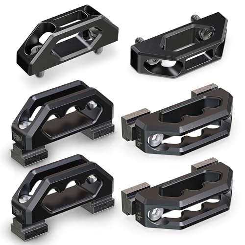 Image of RENO Aluminum Tie Down Anchors Combo, 4Pcs Bed Rail Tie-Down Cleat + 2Pcs Tie Down Hook Compatible with Tundra /Tacoma, OEM PT278-35160 /35050-S1 /35100-S1 /35111 /35112 /PT785-35050-S1 /66312-0C010 (Black)