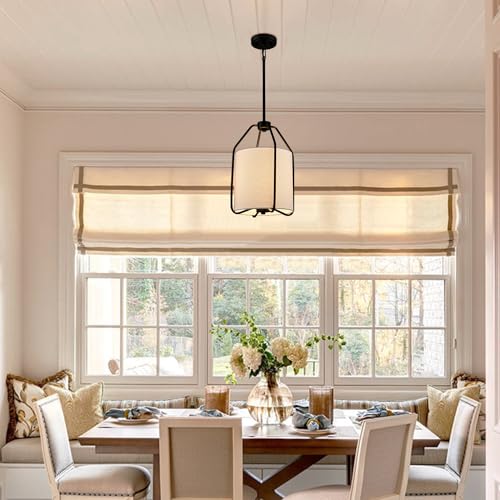 Danseer Modern Black Kitchen Island Pendant Lighting Chain Adjustable Ceiling Hanging Lights With Fabric Shade For Kitchen Dining Room Bedroom thumb #1