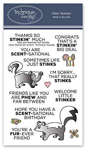 Sally & Sherman The Skunks Clear Stamps | Photopolymer Stamps - Clear Rubber Stamps | Animal Rubber Stamps | Stamps for Card Making