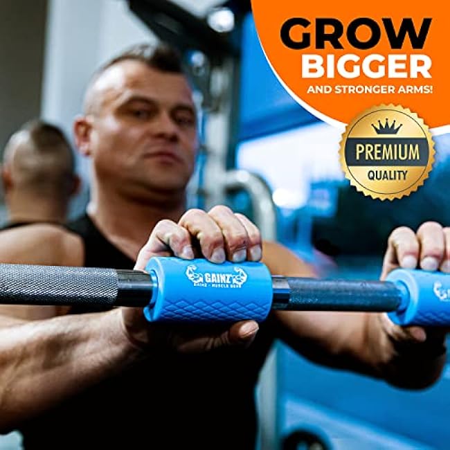 Gainz - Thick Grips Dumbell/Barbell Weight Lifting Adapters - Grow Bigger Biceps - Training, Bodybuilding (Set of 2)