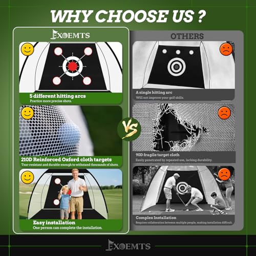 Golf Net 10x7FT with Tri-Turf Mat, Ball, Target & Bag, All-in-One Golf Practice Hitting Net for Backyard Driving, Chipping & Swing, Indoor Outdoor Training Aid, Gift for Men Dad Him Golfer