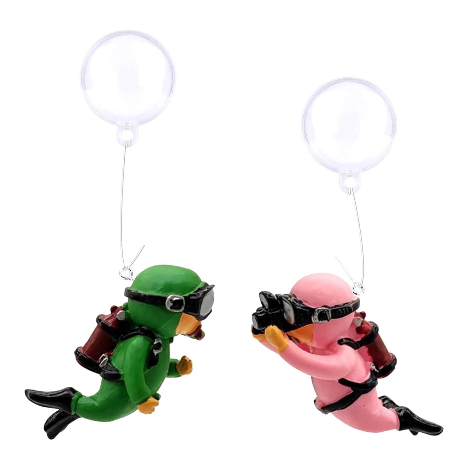 YANGWEN 2PCS Diver Aquarium Decorations, Cute Floating Diver Figurines for Fish Tank, Scuba Diver Ornaments for Aquatic Atmosphere, Playful Plastic Tank Decor for Freshwater Saltwater