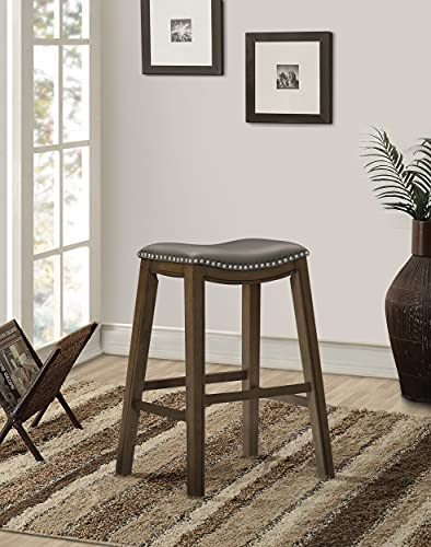 Lexicon Alviso Wooden Saddle Seat Pub Height Stool, 29" Sh, Gray #TOP5