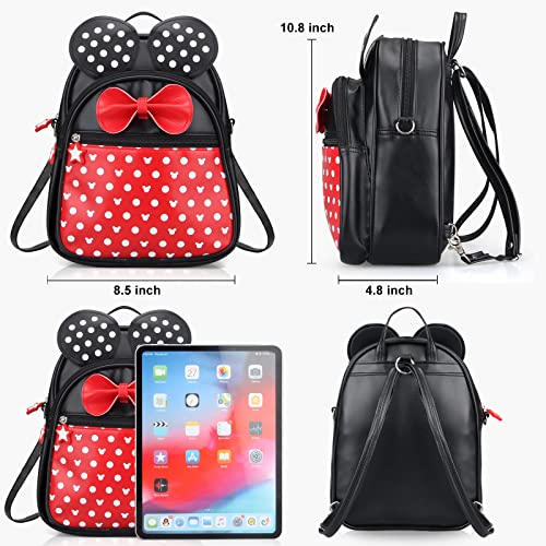 Mini Backpack For Girls Bowknot Polka Dot Cute Mini Mouse Backpack For Toddler Little Girl Backpack Kids Small Backpack Leather Convertible Shoulder Bag Purse For Women Children Travel Backpack #TOP1