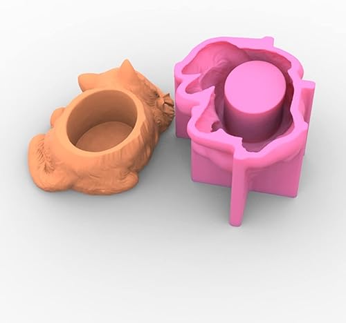 Miniatura 8 de appuivbt Epoxy Cat Flower Pot Resina Molde Silicona,Plantador Plantador Maceta Moldes de cemento Yeso Molde de hormigón,Molde de portavelas