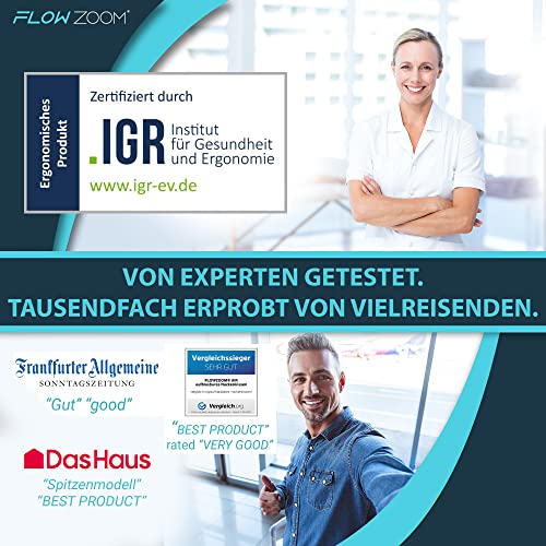 Nackenkissen Flowzoom Air aufblasbar mit Kapuze für Flugreisen