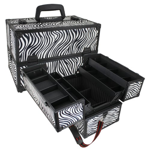 Seya Beauty Cosmetic Train Case with Adjustable Dividers (Zebra)