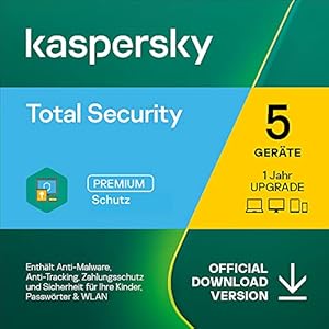 Kaspersky Total Security 2022 Upgrade | 5 Geräte | 1 Jahr | PC/Mac/Mobile | Aktivierungscode per Email
