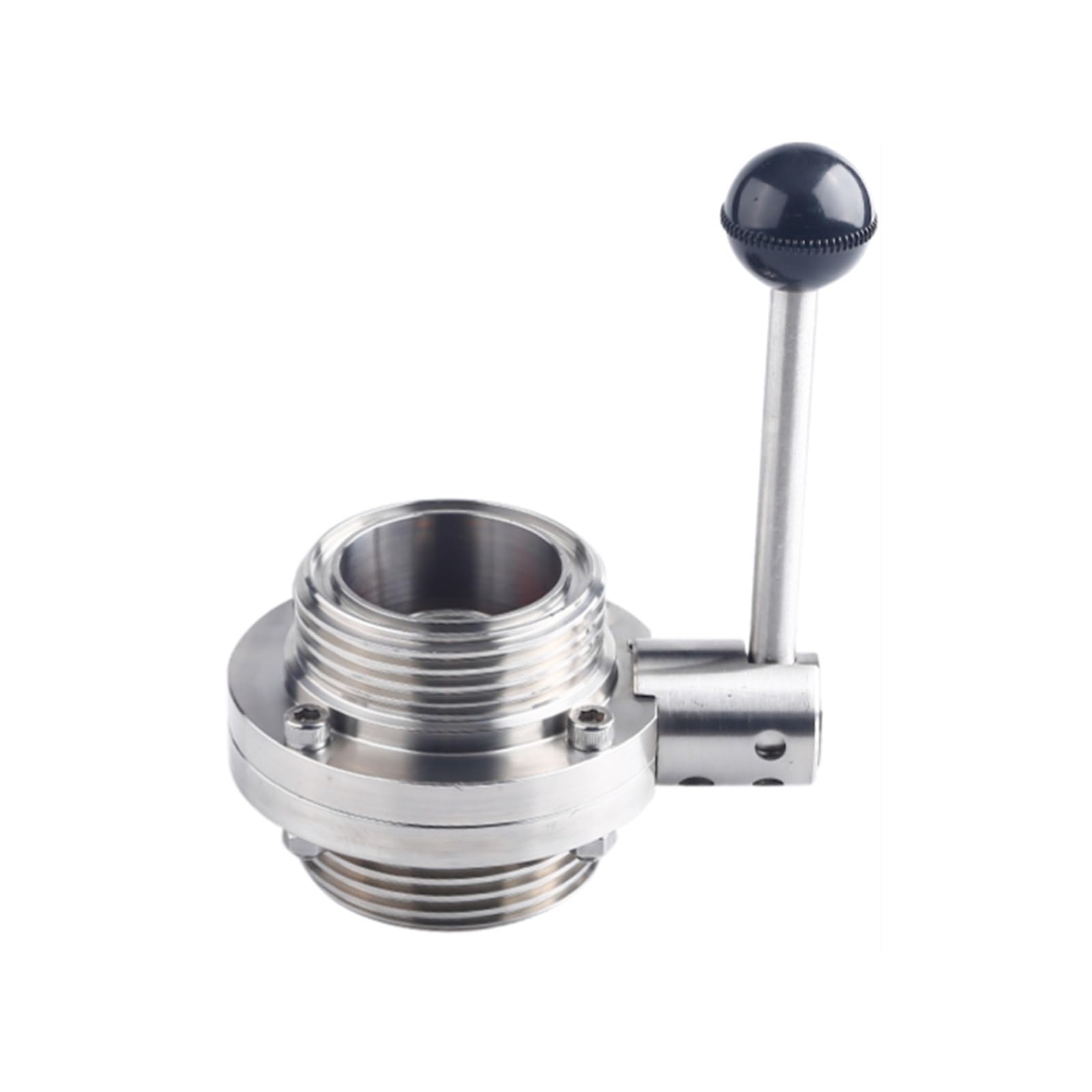 BALYDLUL 1-1/4" Stainless Steel 304 Sanitary Butterfly Valve Male Thread OD 47.5mm Silicone Sealing