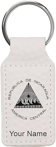 Miniatura 13 de LaserGram Llavero rectangular, bandera de Nicaragua, grabado personalizado incluido (azul oscuro)