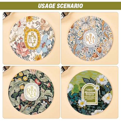 Image of HASTHIP Floral Coasters 4.7 Inches Rubber Set of 4 Anti Slip Absorbent