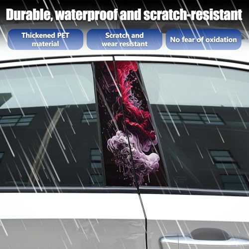 Image of JSCARLIFE Smoke Series Car B-Pillar Sticker, HD Printed PVC Waterproof Car Decals, Car Stickers Vinyl Self-Adhesive Side Strip Decal Cool Stickers (Purple)