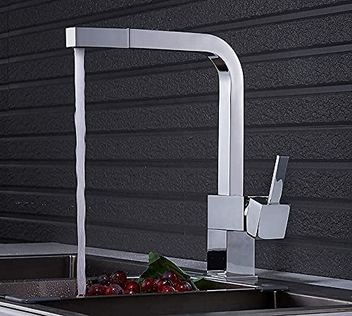Robinet de cuisine extractible en laiton noir et mitigeur carré pour évier