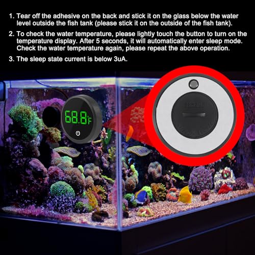Image of ACEIRMC 4pcs Fish Tank Digital Thermometer Accurate LED Display to ±0.9F Tank Thermometer Aquarium Temperature Measurement Suitable for Fish, Axolotl, Turtle or Aquatic
