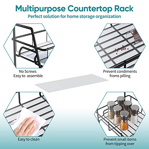BOKIOVIN 2 Tier Spice Racks Organiser Free Standing for Kitchen Counter, Metal Bathroom Organizer Storage Rack for Countertop(Black) - Cosy Home Interiors BOKIOVIN 2 Tier Spice Racks Organiser Free Standing for Kitchen Counter, Metal Bathroom Organizer Storage Rack for Countertop(Black) - Image 3