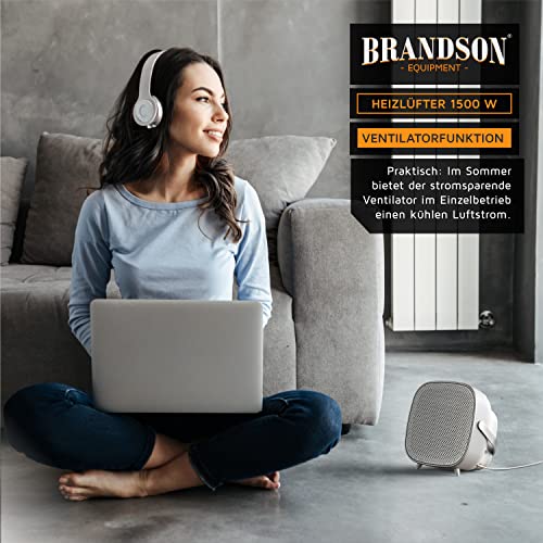 Brandson - Heizlüfter 1000 1500 Watt - Keramik- Badezimmer energiesparend leise - Schnellheizer mit Temperaturregelung - 2X Heizstufen mit Thermostate - Heizung Heater - Überhitzungsschutz – Bild 6