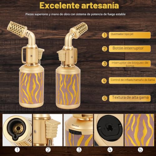 Miniatura 2 de Soplete De Cobre Artesanal, Quemador De Butano Profesional Con Cierre De Seguridad, Llama Recargable Y Ajustable Multiusos Para Soldadura Gas Butano No Incluido