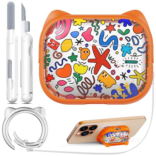 Coque AirPods Pro 2 orange avec support pour regarder vos séries