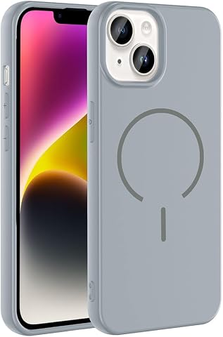 Zore Apple ile uyumlu İphone 13 ve İphone 14 Kılıf M-safe Şarj Özellikli Zore Meta Kapak Titanyum-Gri
